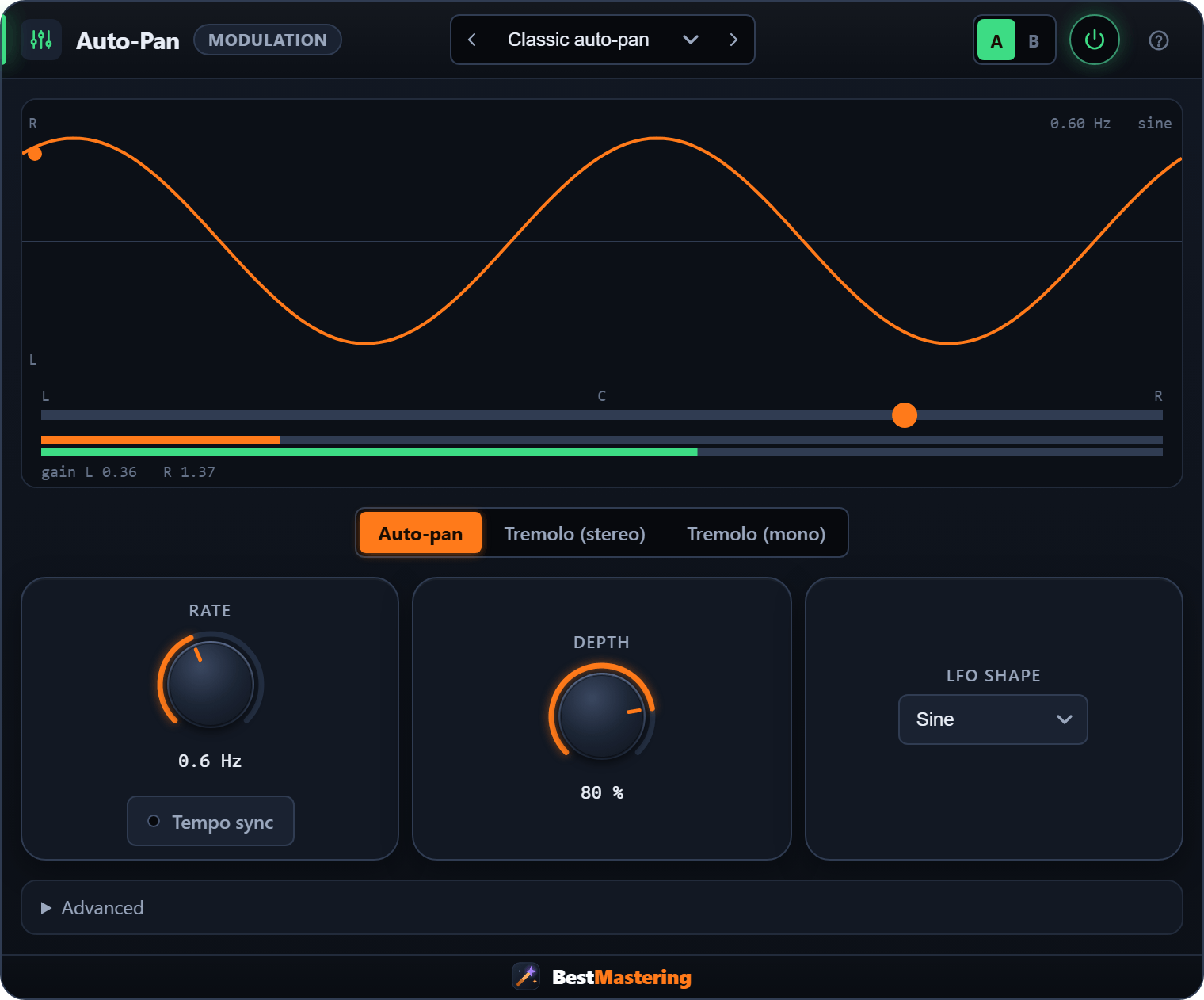 Auto-Pan plugin interface
