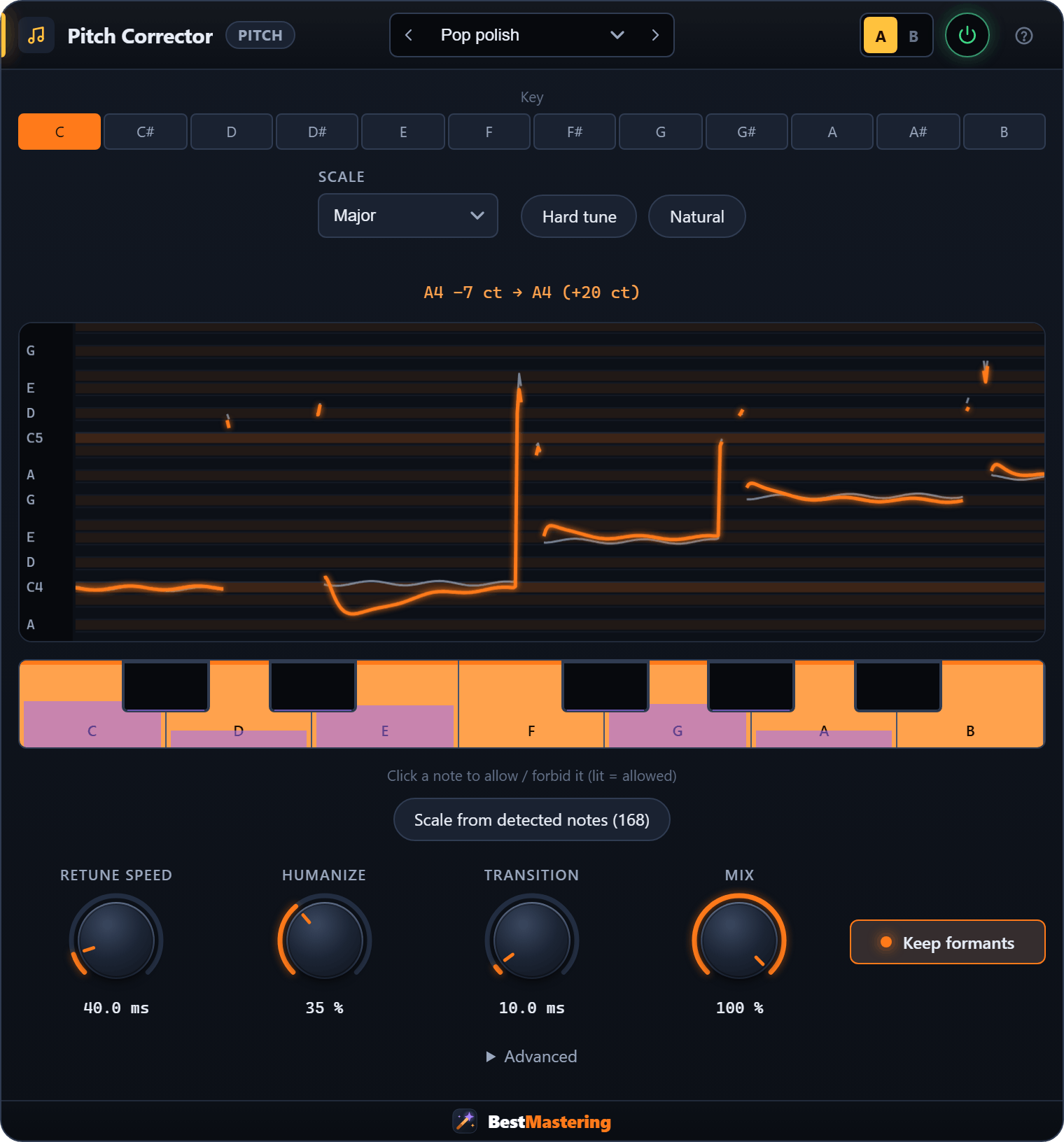 Pitch Corrector plugin interface