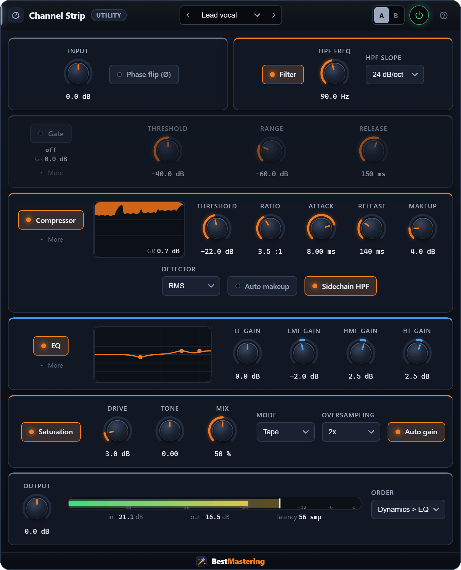 Channel Strip plugin interface