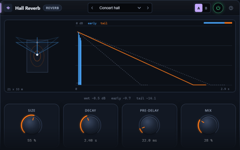 Hall Reverb plugin interface