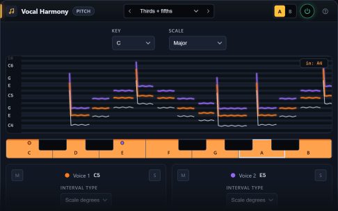 Vocal Harmony plugin interface