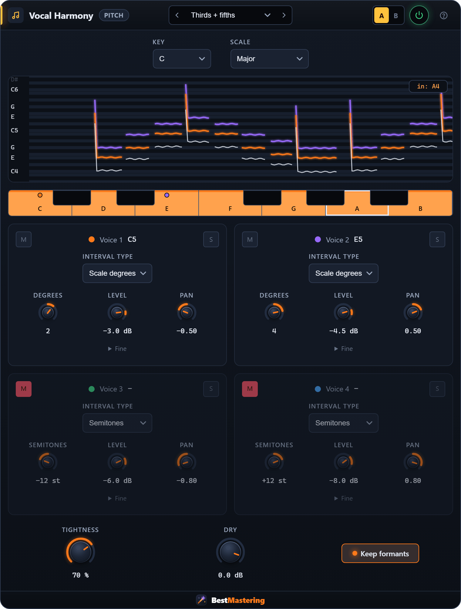 Vocal Harmony plugin interface