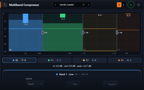 Multiband Compressor plugin interface