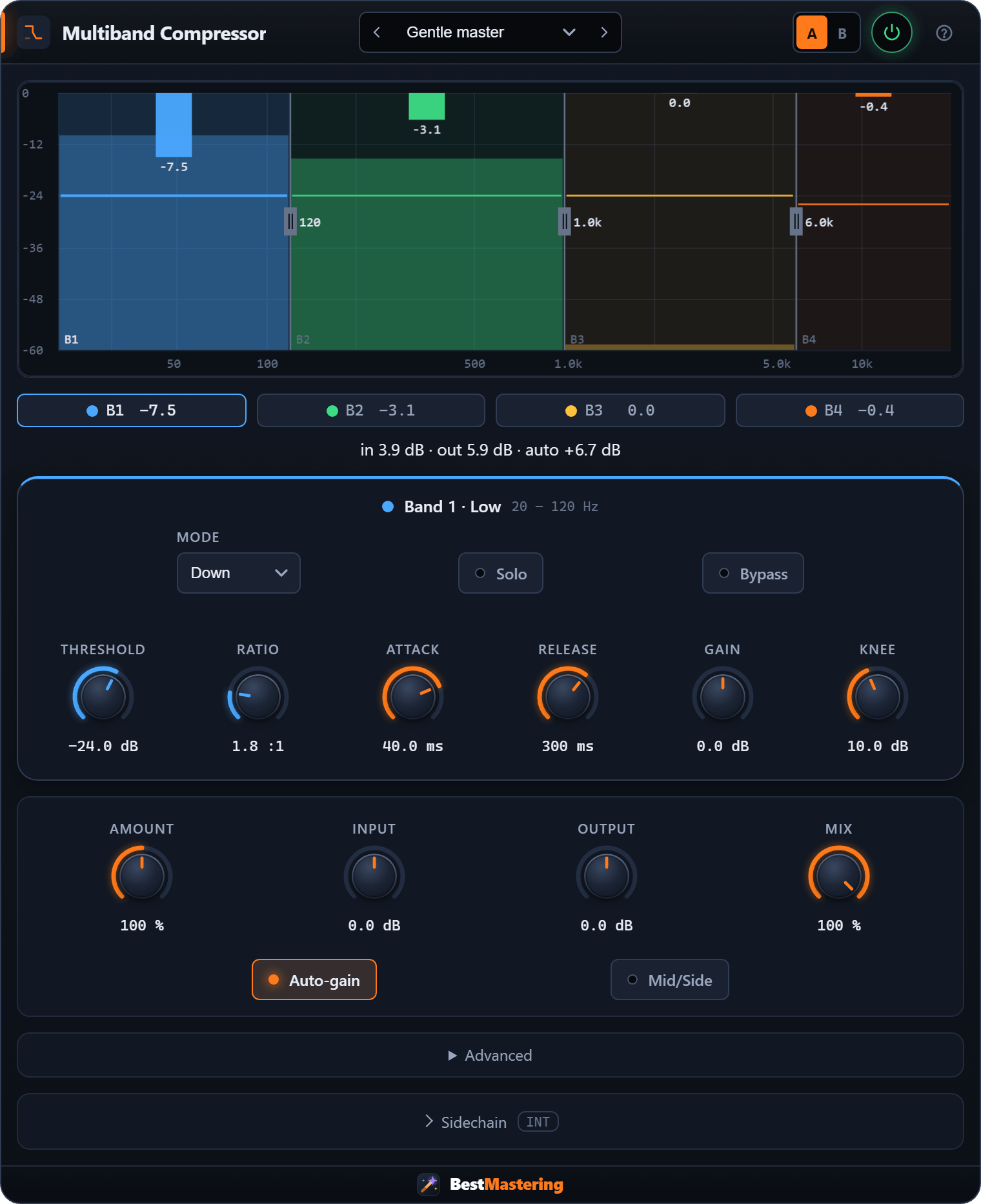 Multiband Compressor plugin interface
