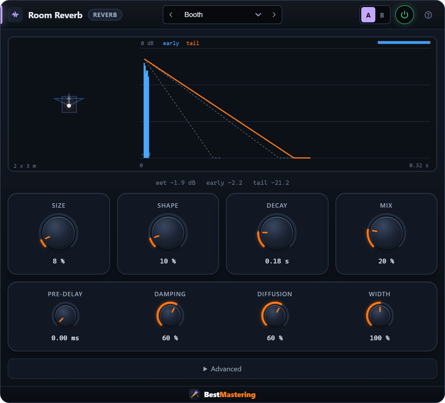 Room Reverb plugin interface