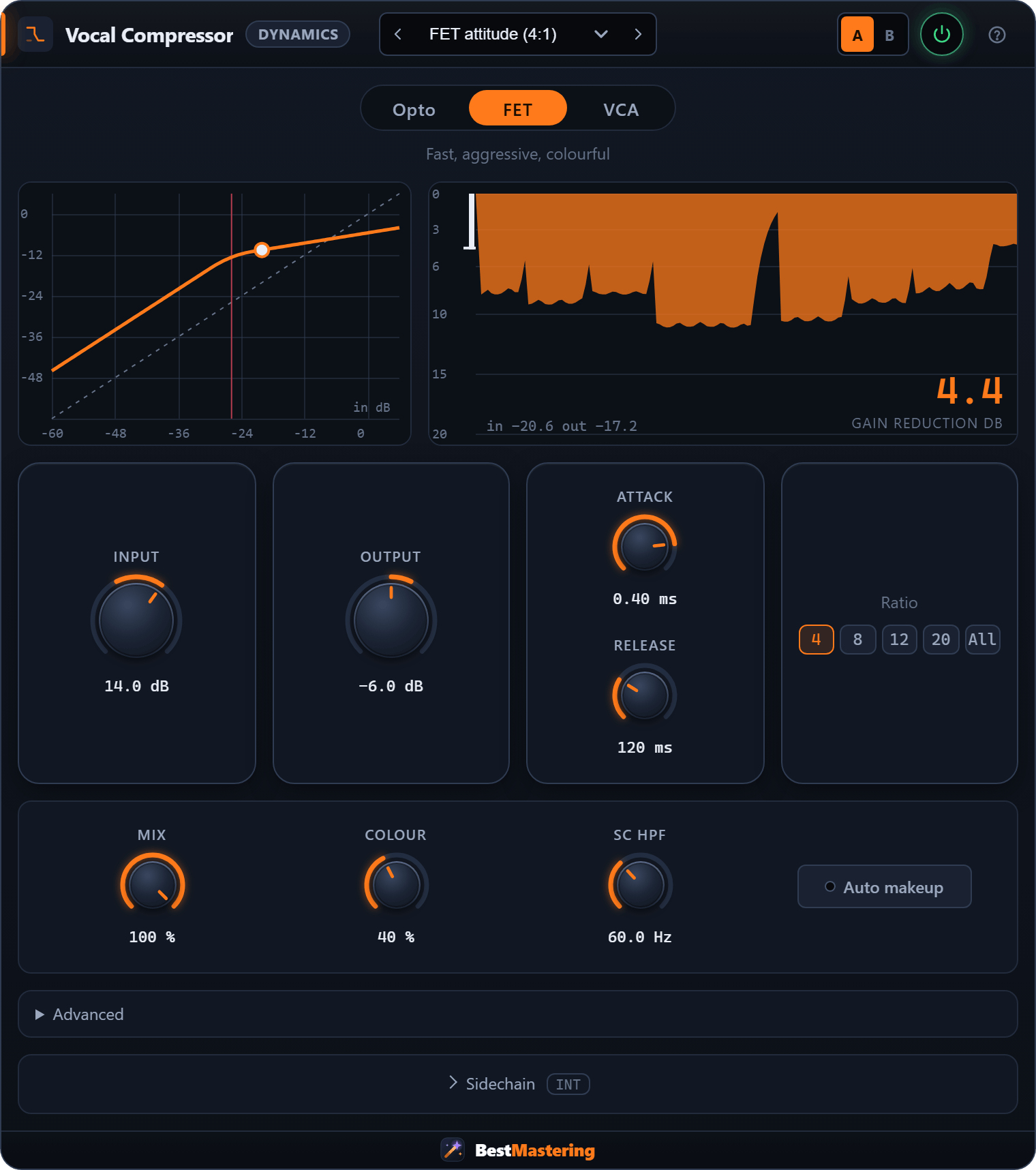 Vocal Compressor plugin interface