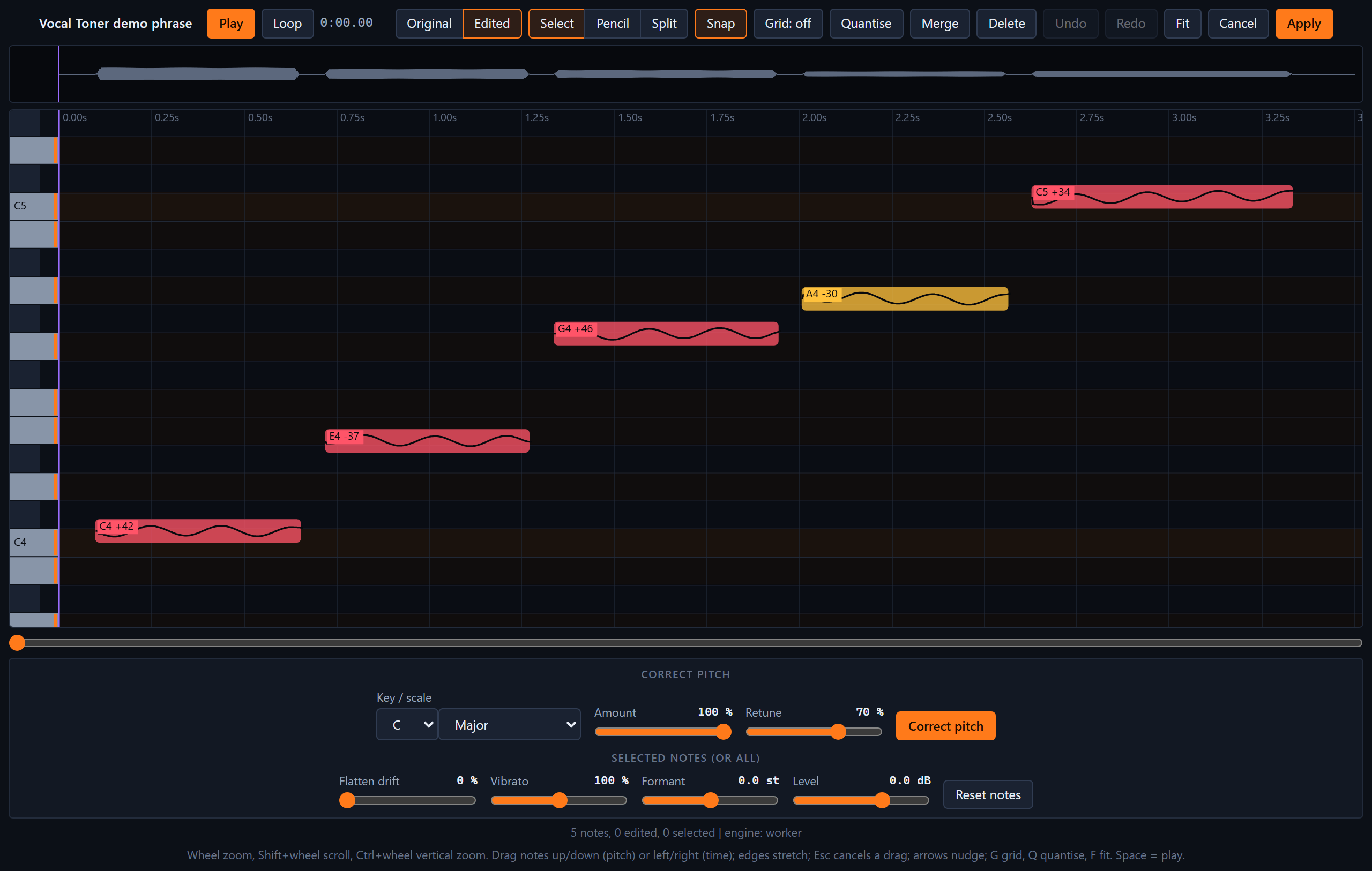 Vocal Toner plugin interface